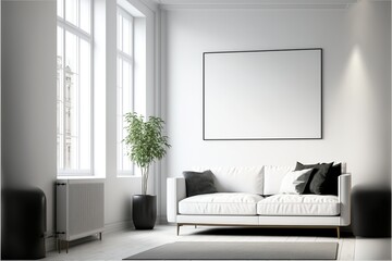 contemporary modern living room with white sofa. Generative ai