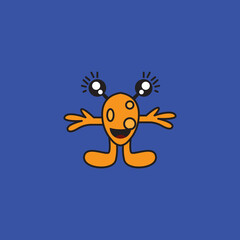 happy cute alien vector cartoon doodle illustration.