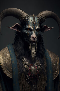 Generative AI Illustration Of Baphomet Satanic Goat, Satanism Concept