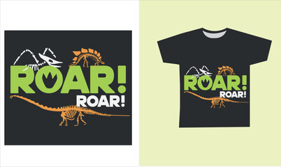 dinosaur skeleton t-shirt desing. vector illustration. Printable t-shirt design for dinosaur © Melek