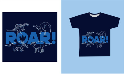 dinosaur skeleton t-shirt desing. vector illustration. Printable t-shirt design for dinosaur © Melek