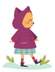 Kitten in Winter Clothes - Hand Drawn - Winter Animal