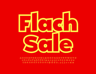 Vector advertising Banner Flash Sale. Modern Creative Font. Red and Yellow bright Alphabet Letters and Numbers.