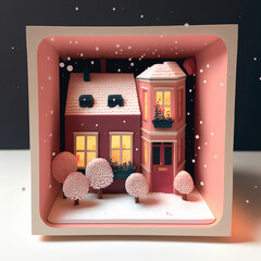 Winter Miniature Diorama Frame. 
