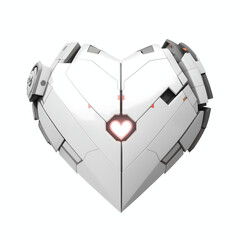 Generative AI cyborg heart, valentines day original illustration, robotic heart, cyber love, cyborg shell, futuristic love postcard, hitech, isolated on white background
