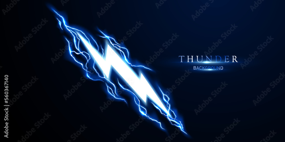 Wall mural lightning light effect background realistic flash with lightning electric explosion vector illustrat