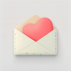 Happy Valentines Day Concept with Red Heart Shape and Envelope. 
