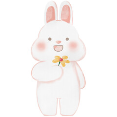 Rabbit holding a flower