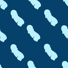 Seamless pattern with a silhouette of a baby on a blue background. Wallpaper print for children room. Bed linen and fabric for child. 