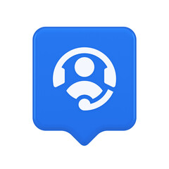 Customer support helpdesk assistance button call helpline connection 3d realistic speech bubble icon