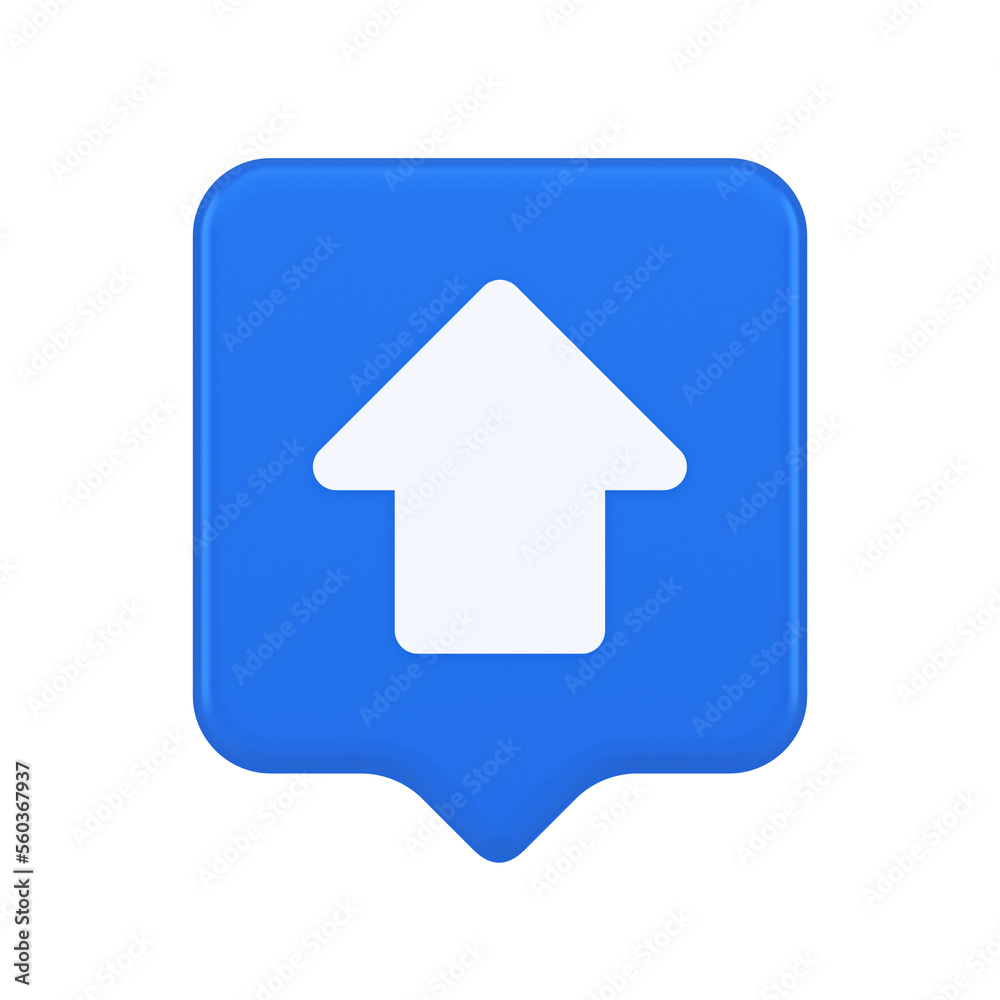 Poster arrow up button directional pointer cyberspace cursor 3d realistic speech bubble icon