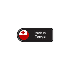 Made in Tonga png black label design with national flag	