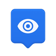 Eye button visibility searching optical lens web application 3d realistic speech bubble icon