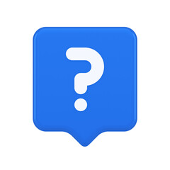 Question mark button advise attention answer FAQ point internet info support 3d speech bubble icon