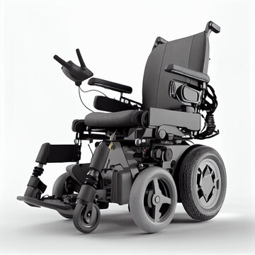 Empty electric wheel chair on white background