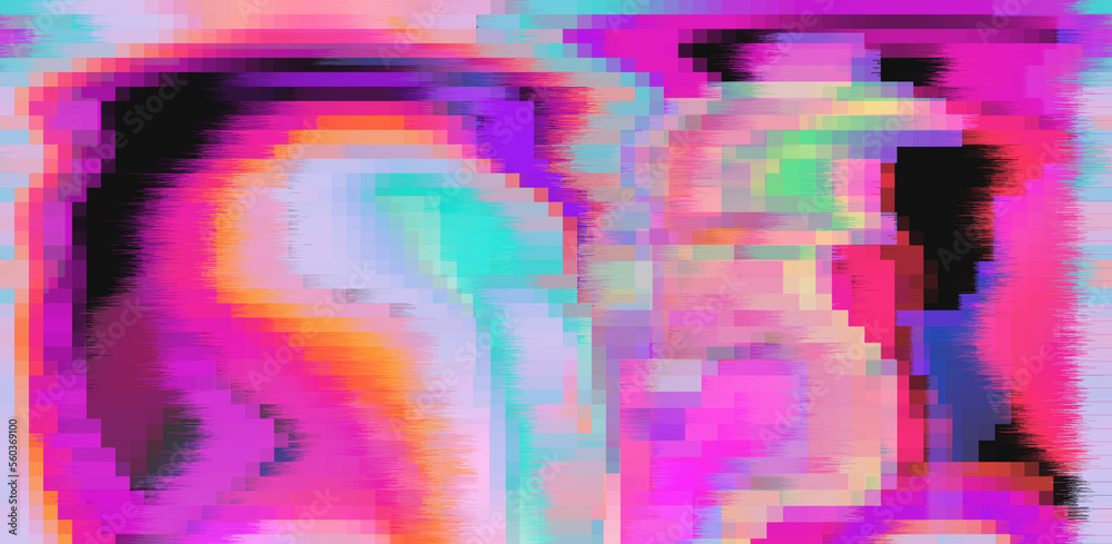 Poster Abstract background with digital pixel noise. Concept of a computer glitched screen.
