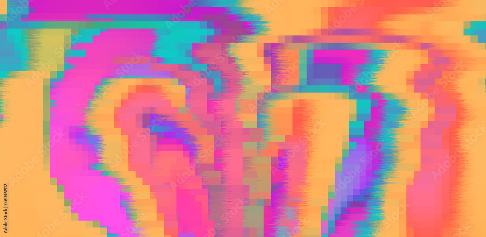 Poster Abstract background with digital pixel noise. Concept of a computer glitched screen.