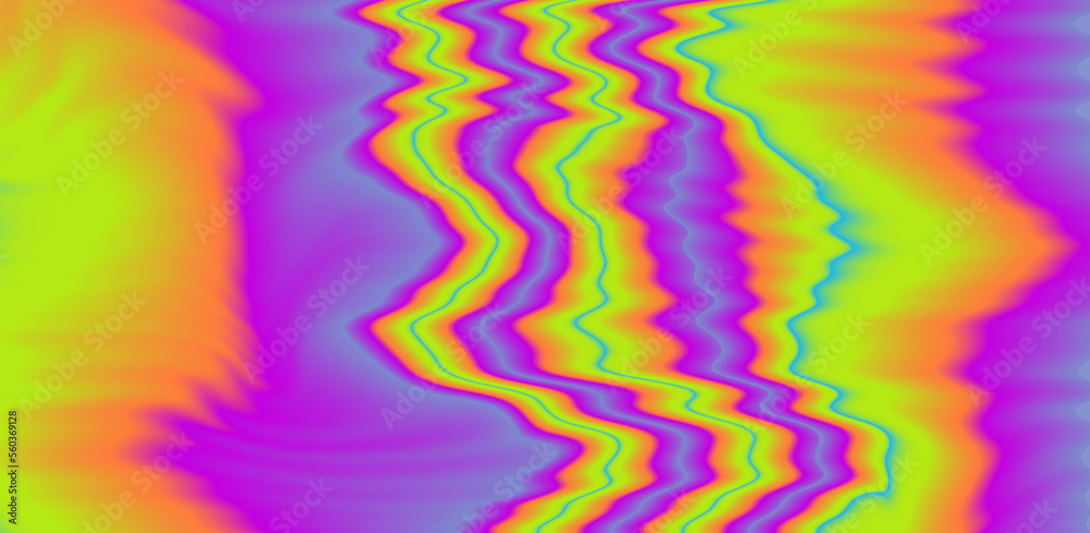 Poster abstract neon background with colorful leaks in psychedelic style.