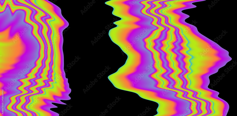 Poster Abstract neon background with colorful leaks in psychedelic style.