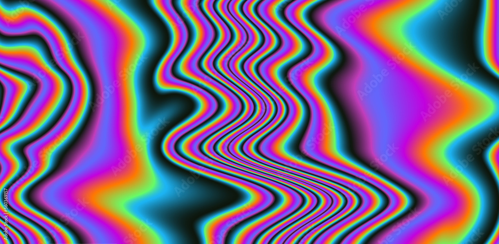 Poster Abstract neon background with colorful leaks in psychedelic style.
