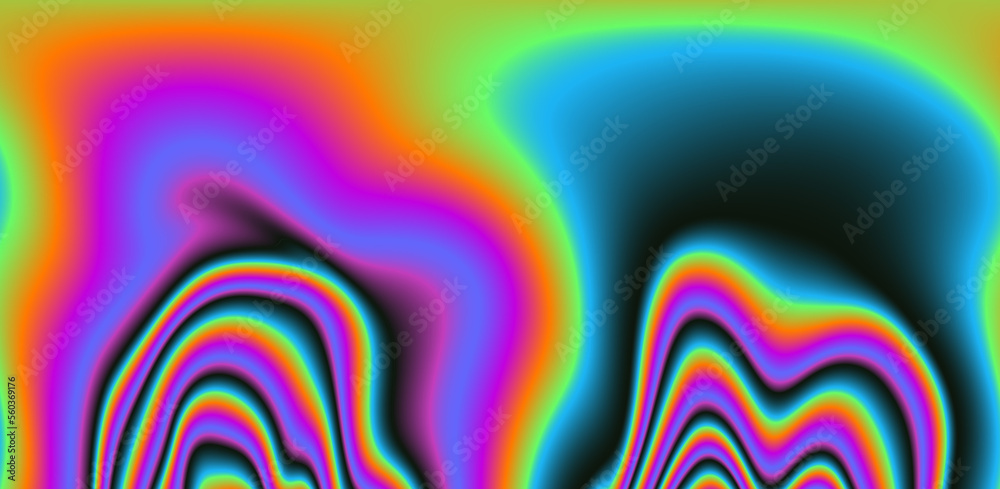 Poster Abstract neon background with colorful leaks in psychedelic style.