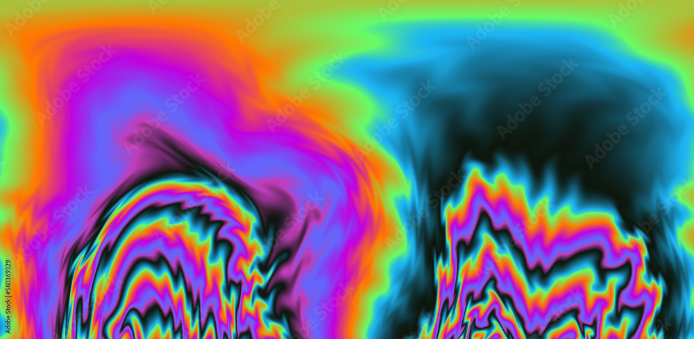 Poster neon holographic background with rainbow strains and leaks. lomography effect.