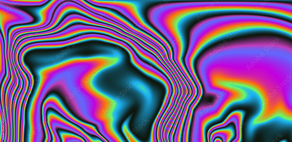 Poster neon holographic background with rainbow strains and leaks. lomography effect.