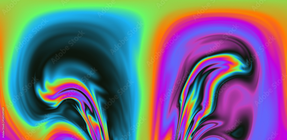 Poster neon holographic background with rainbow strains and leaks. lomography effect.