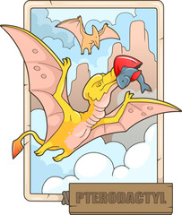 prehistoric flying dinosaur pterodactyl, illustration design © fargon