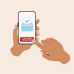 Flat concept of online voting, electronic voting, internet voting system.