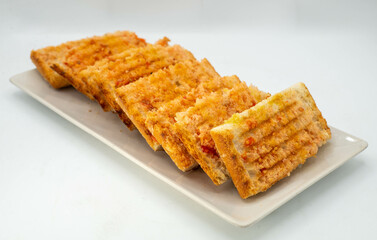 Racion de pan tostado con tomate tipicos de cataluña