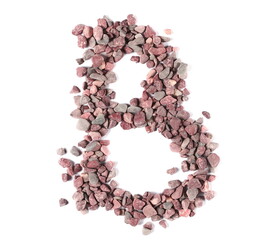 Stone in shape letter B, pile rock isolated on white, clipping path, photo