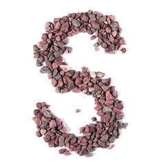 Stone in shape letter S, pile rock isolated on white, clipping path, photo