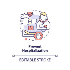 Prevent hospitalization concept icon. Goal of chronic disease management abstract idea thin line illustration. Isolated outline drawing. Editable stroke. Arial, Myriad Pro-Bold fonts used