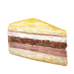 Watercolor piece of cake in icing