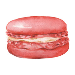 Watercolor illustration of red macaroons