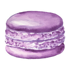 Watercolor illustration of purple macaroons