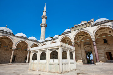 Suleymaniye historical mosque with minarets. Istanbul landmark, Turkey