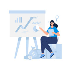 Market sales research data analyst flat design