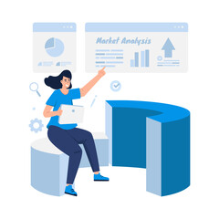 Market analysis report evaluation flat design