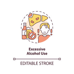 Excessive alcohol use concept icon. Unhealthy lifestyle. Chronic disease risk factor abstract idea thin line illustration. Isolated outline drawing. Editable stroke. Arial, Myriad Pro-Bold fonts used