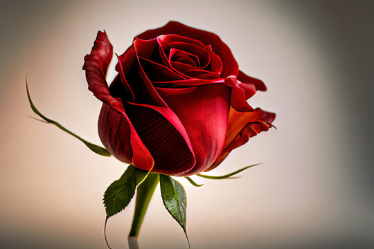 red rose isolated with light background