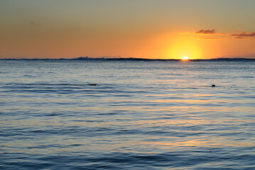 Beach Le Morne in Mauritius at sunset