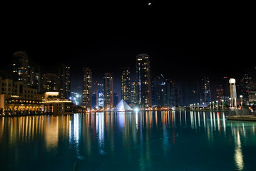 Fototapeta na wymiar Dubai Downtown at Night with city lights