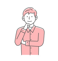 Vector illustration of a young man listening and thinking (positive image)