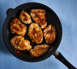 Fried chicken breast in the pan
