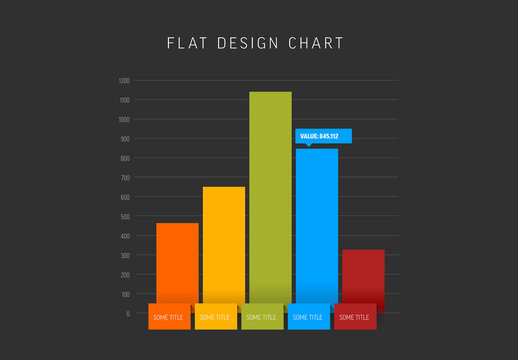 Infographic block dark chart report template with paper labels