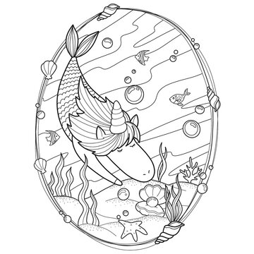 Unicorn Mermaid Coloring Page for Kids