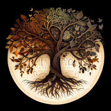 Celtic Tree of Life in a circle - By Generative AI
