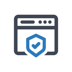 Website Protection icon - vector illustration . Web, Website, Protection, Webpage, Browser, Protect, Safe, Shield, line, outline, icons .